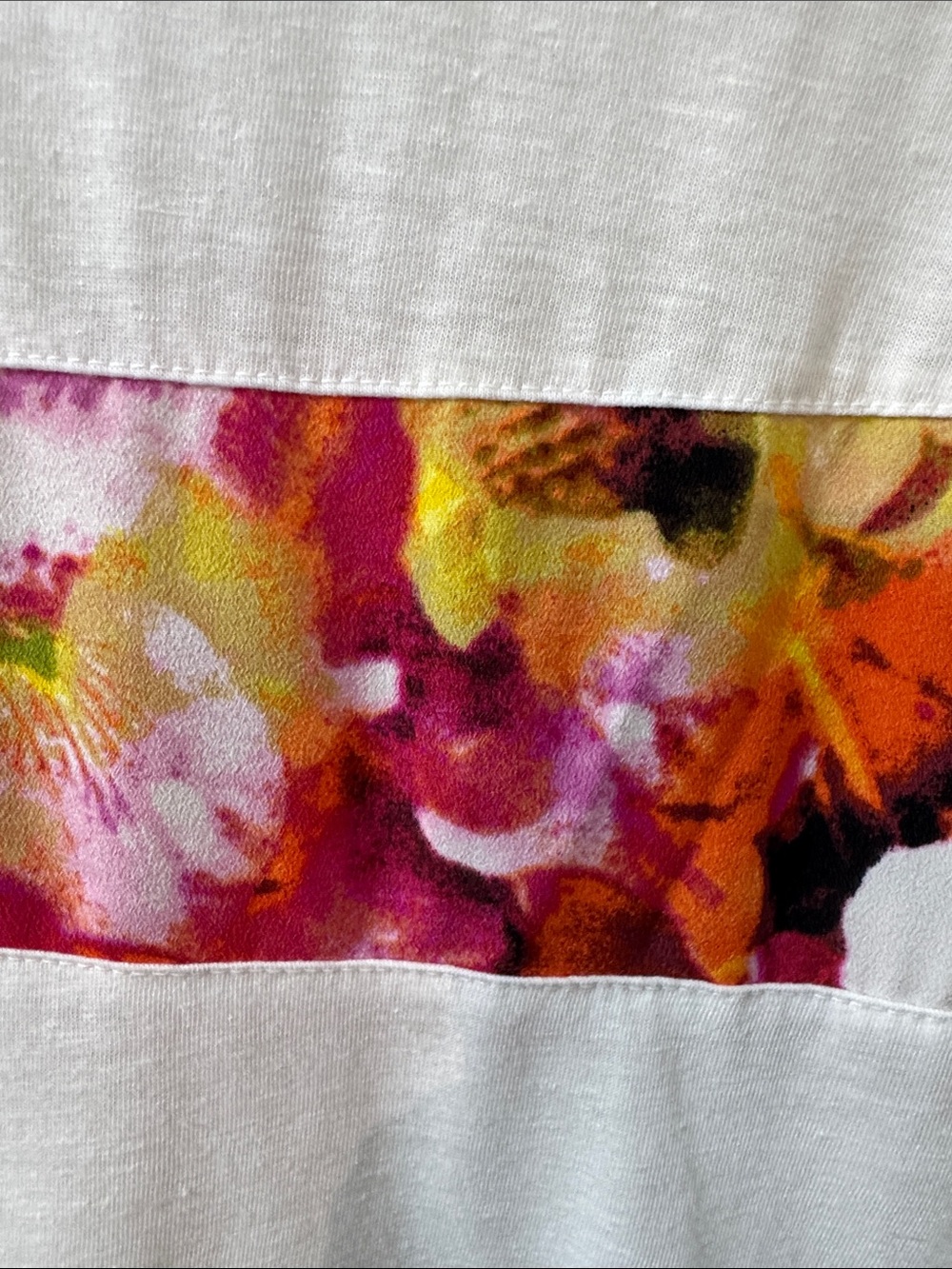Apt. 9 Panel Linen Blend Tank with Floral Stripe Bands & Back Keyhole - Size S - Picture 5 of 8